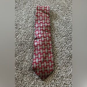 Burberry Burberry’s Vintage Silk Tie Burgundy Silver Blue Print